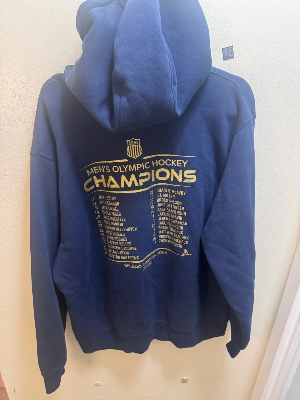 Nike Men’s 2026 Blue olympic hockey hoodie with Gold USA Graphic size XL - Picture 4 of 4